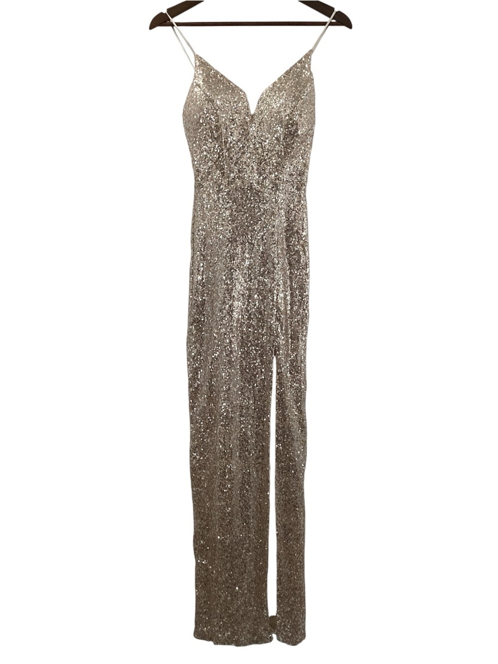 B. Smart Champagne Sequin Top with Pale Blush Lining